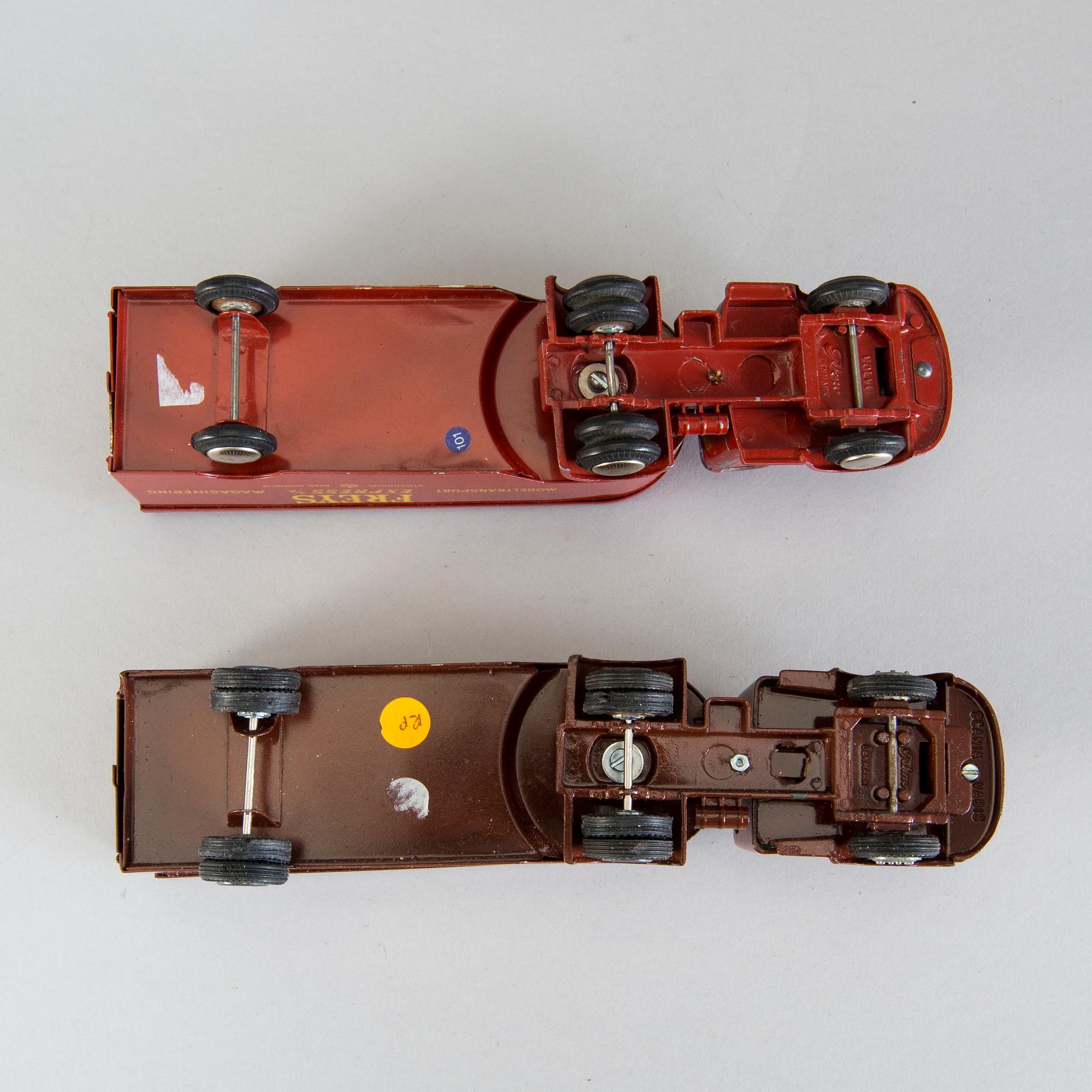 Two Tekno trucks "Freys express", Denmark, 1960s.