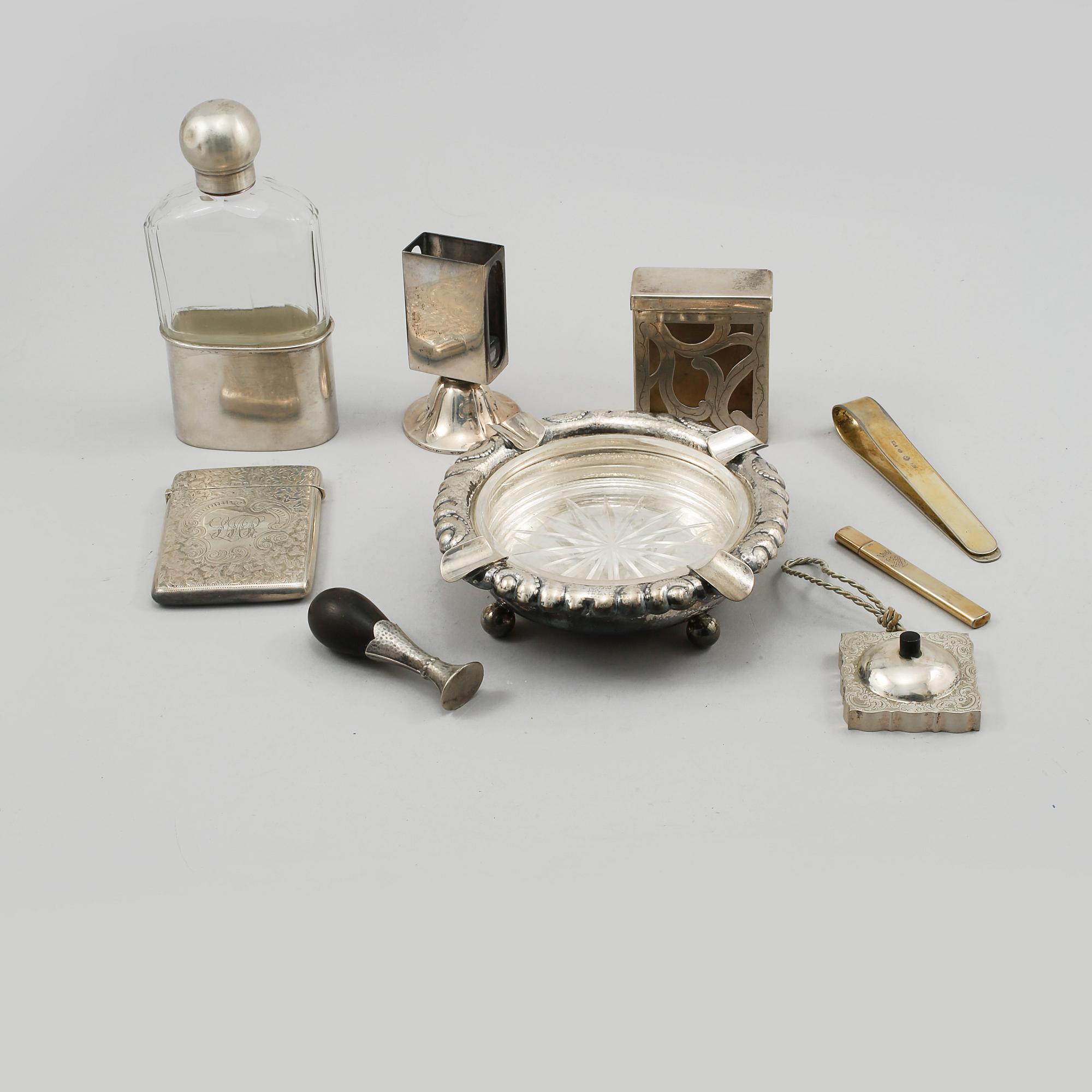 PARTI SILVER, 9 delar, Sverige, England samt importstämplar, 1800- och 1900-tal.
