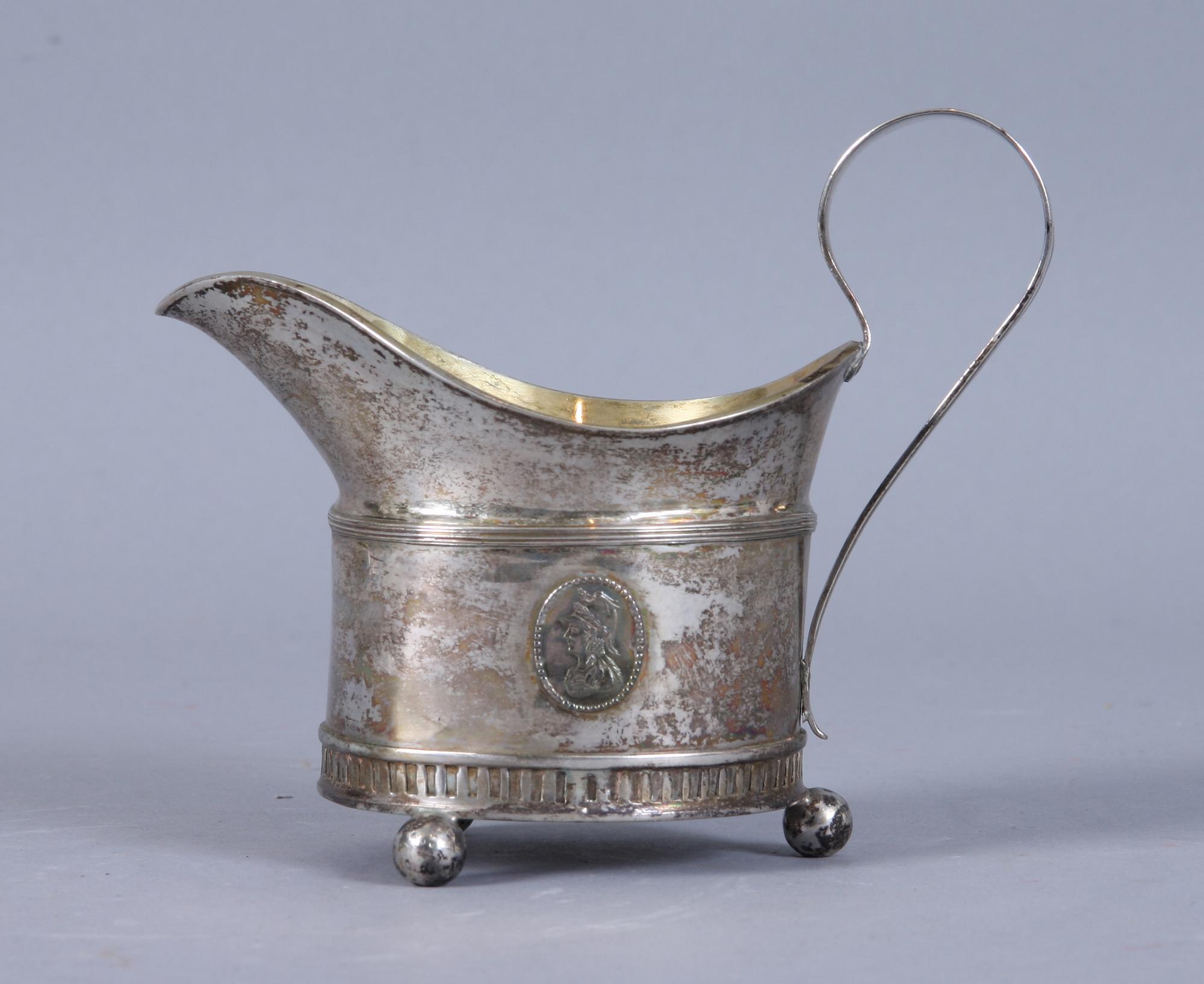 GRÄDDKANNA, silver, Bengt Fredrik Tellander, 1816, Jönköping. 136 gram.