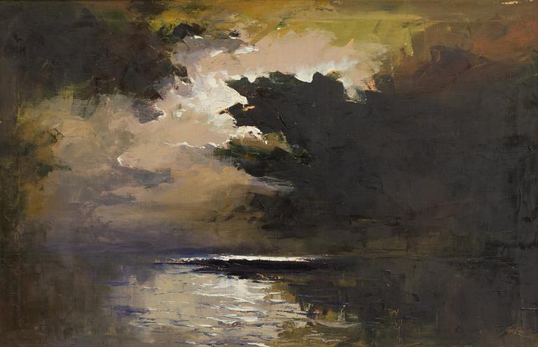 Axel Lind, Moonlit Marine Painting.