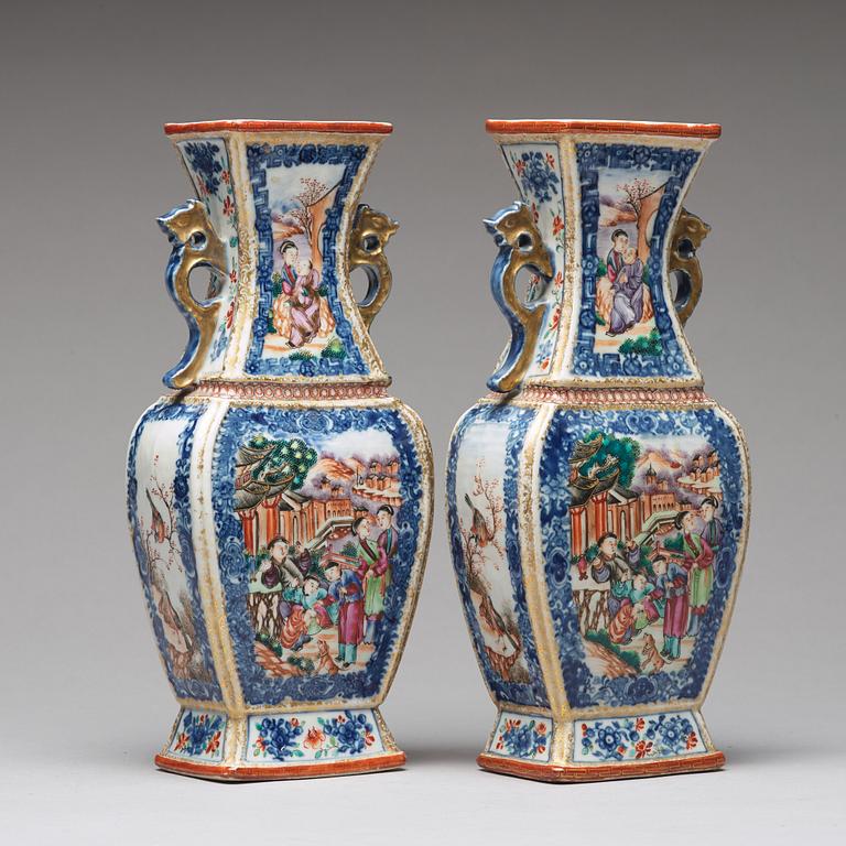 A pair of famille rose vases, Qing dynasty, Qianlong (1736-95).