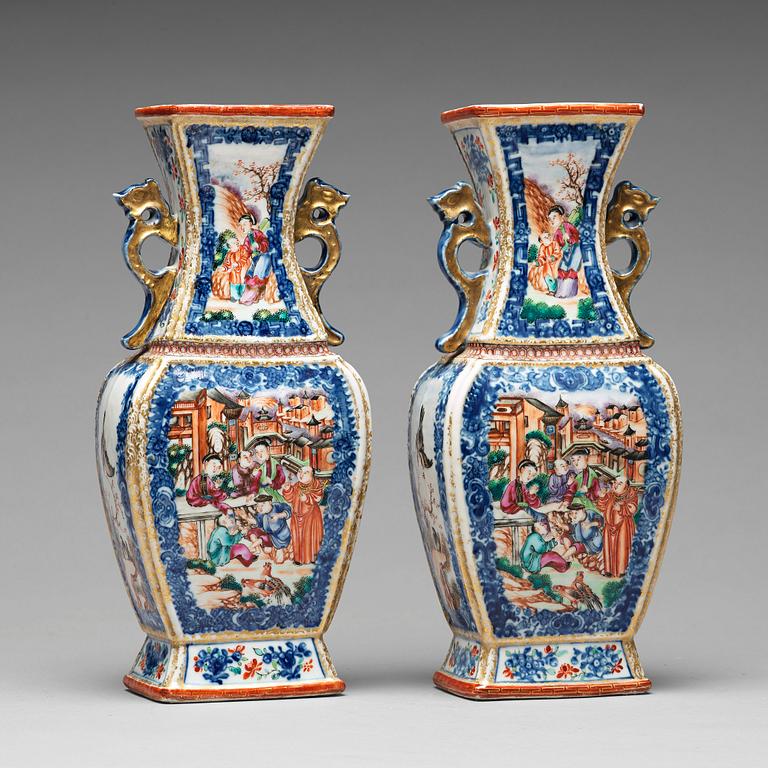 A pair of famille rose vases, Qing dynasty, Qianlong (1736-95).