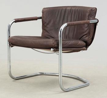 FÅTÖLJ, skinn, Niels Bendtsen, "Atena", Danmark.