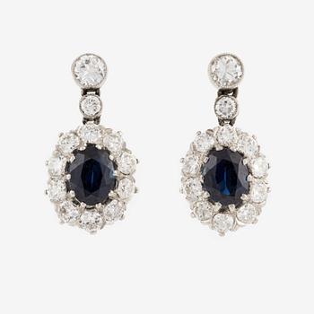 Earrings, CG Hallberg, platinum and gold with sapphires and brilliant-cut diamonds.