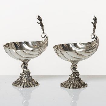 Salt cellars, a pair, silver, Empire style, 20th century.