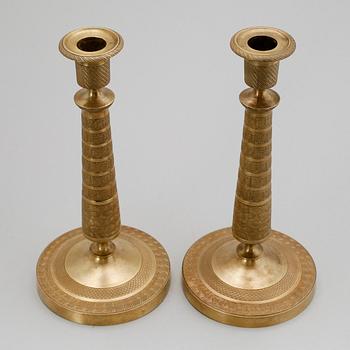 LJUSSTAKAR, 1 par, brons, empire, tidigt 1800-tal.