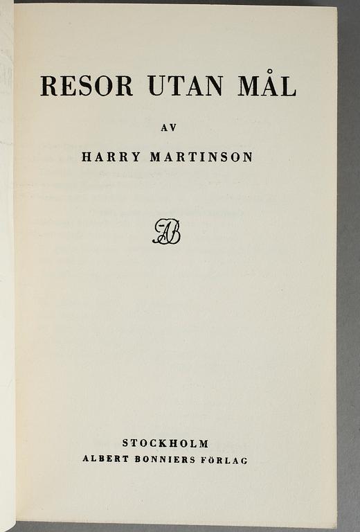 HARRY MARTINSON, 11 vol, bla Aniara, Stockholm 1956.