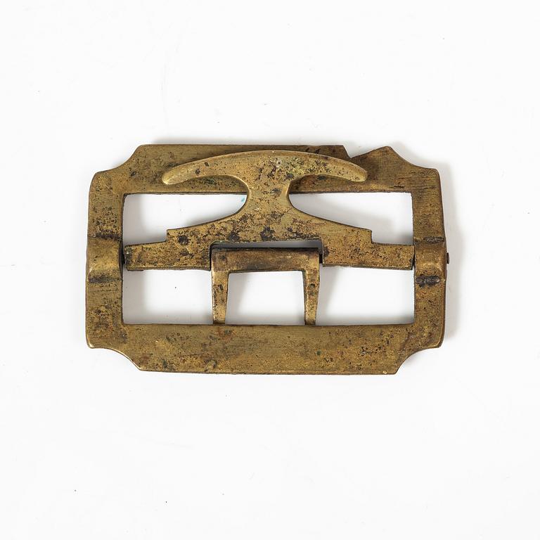 Mässingsföremål, fem stycken, 1700 - 1800-tal.