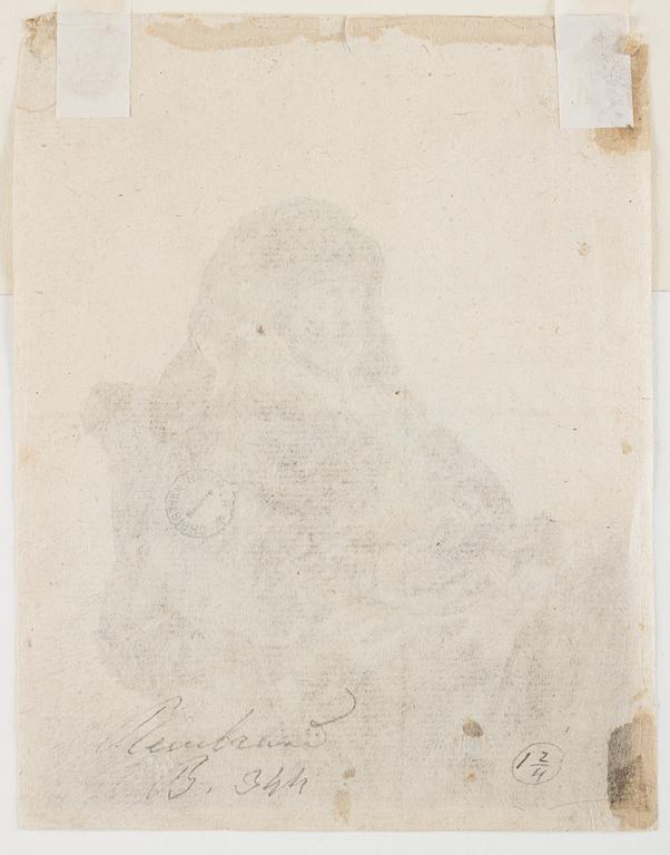 Rembrandt Harmensz van Rijn, after, "Rembrandt's Mother in Widow's Dress, Black Gloves", probably 18th century.