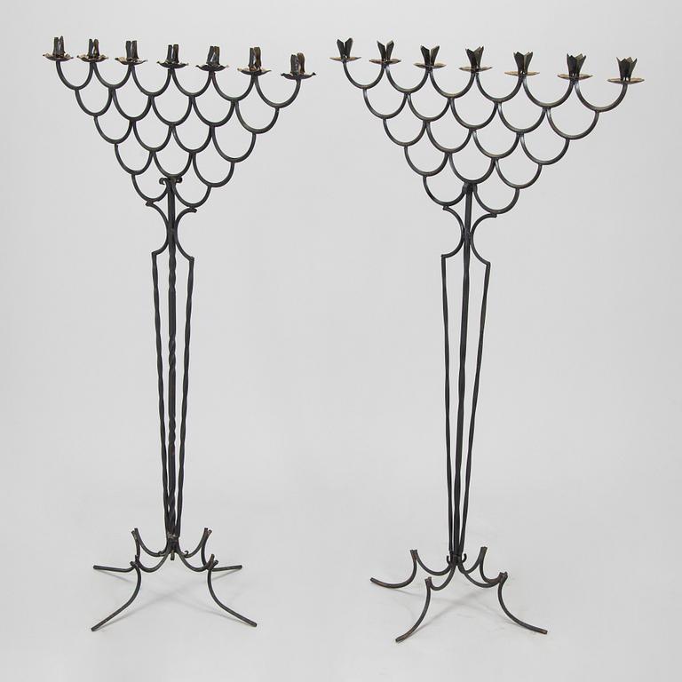 A pair of floor candelabras, made to order from the 1920s.