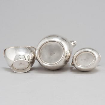 A three piece sterling silver coffee set, Germany. 20th century.