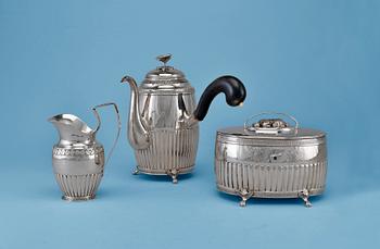 627. KAFFESERVIS, 3 delar. Silver. Sverige 1830-31. Vikt 1750 g.