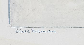 Einar Nerman, mixed media on panel, signed.