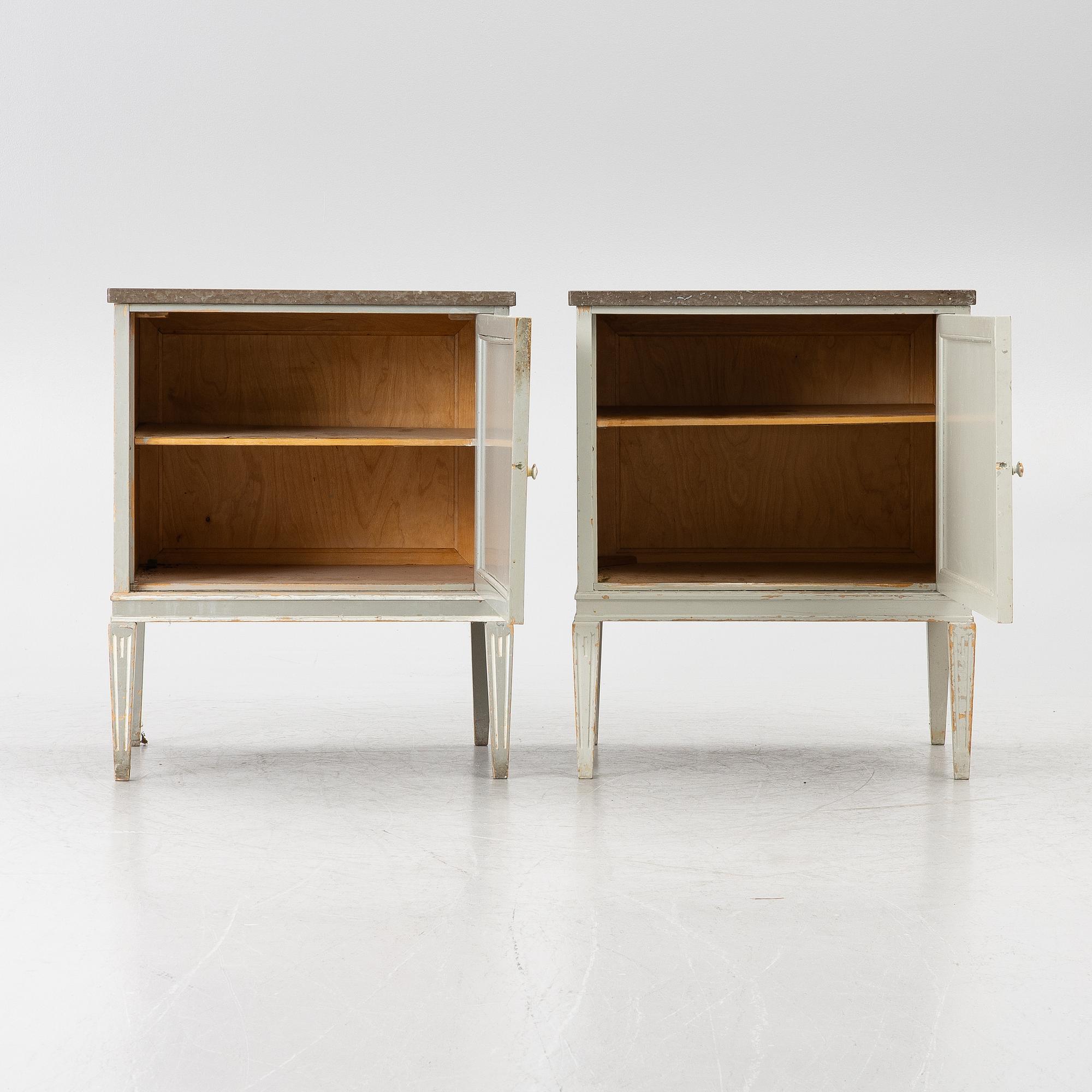 Bedside tables, a pair, Nordiska Kompaniet, early 20th century.