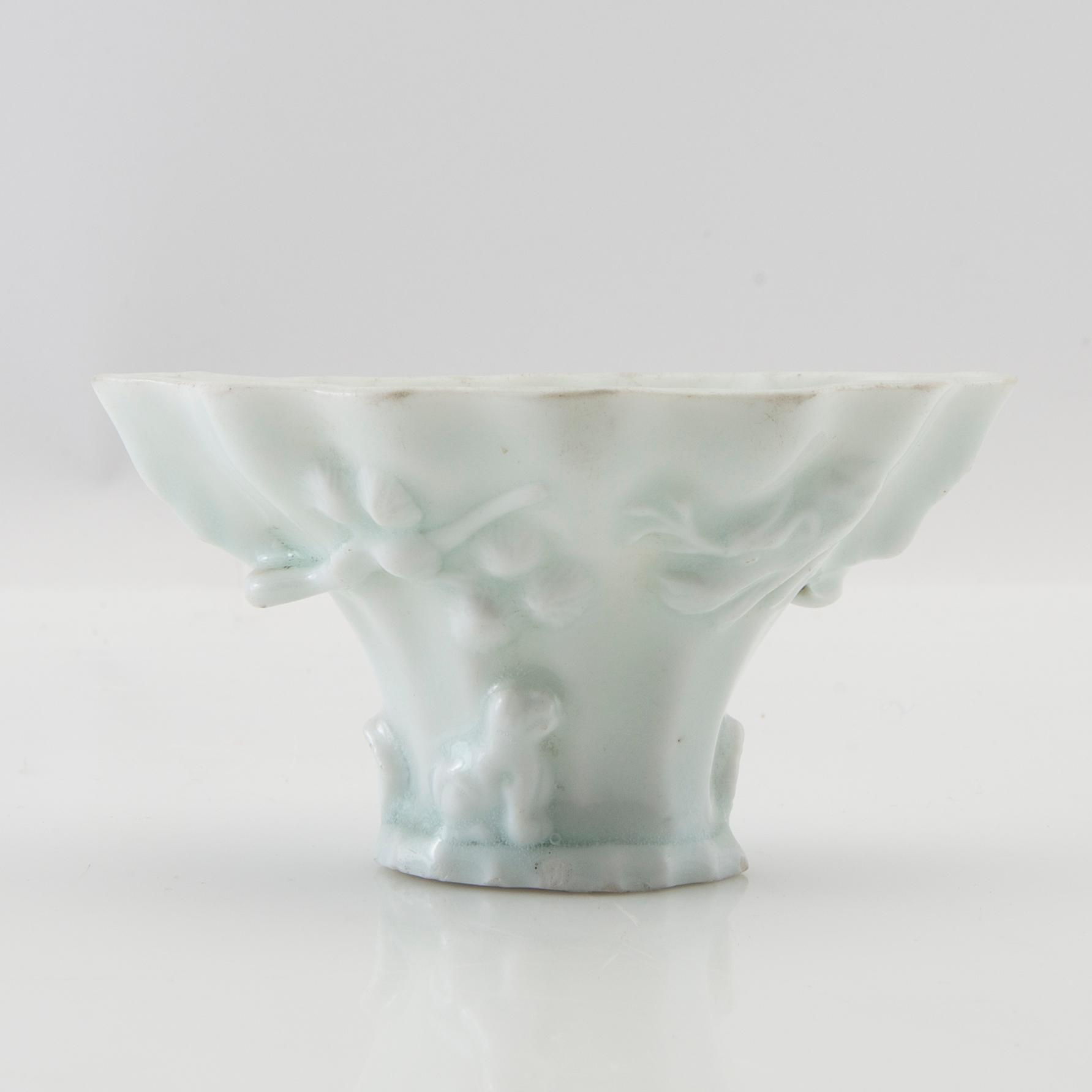 Wine tasting bowl porcelain, blanc-de-chine, China, 19th century.