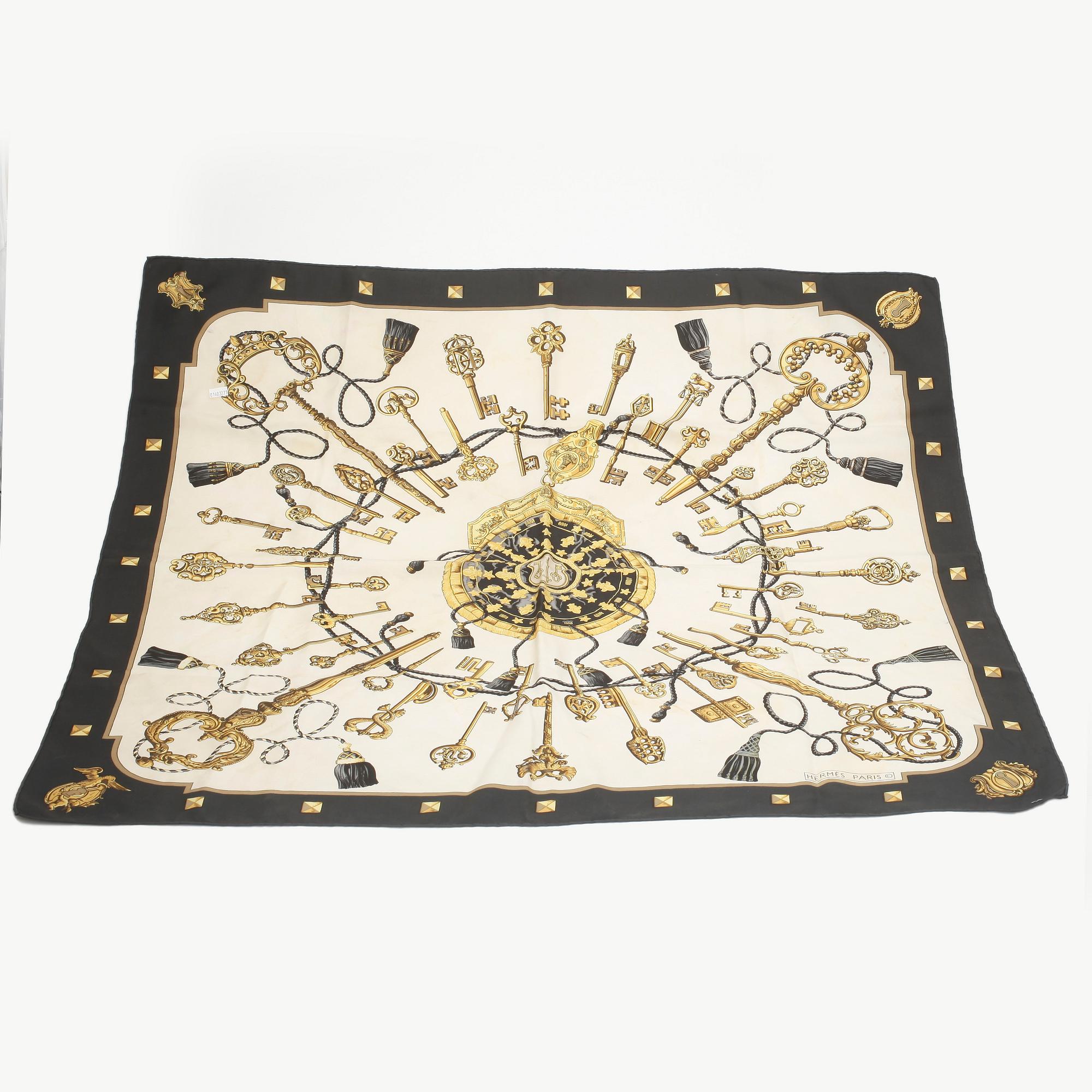 SCARF, siden, "Les Clés", Cathy Latham, Hermès, Paris. Formgiven 1965.