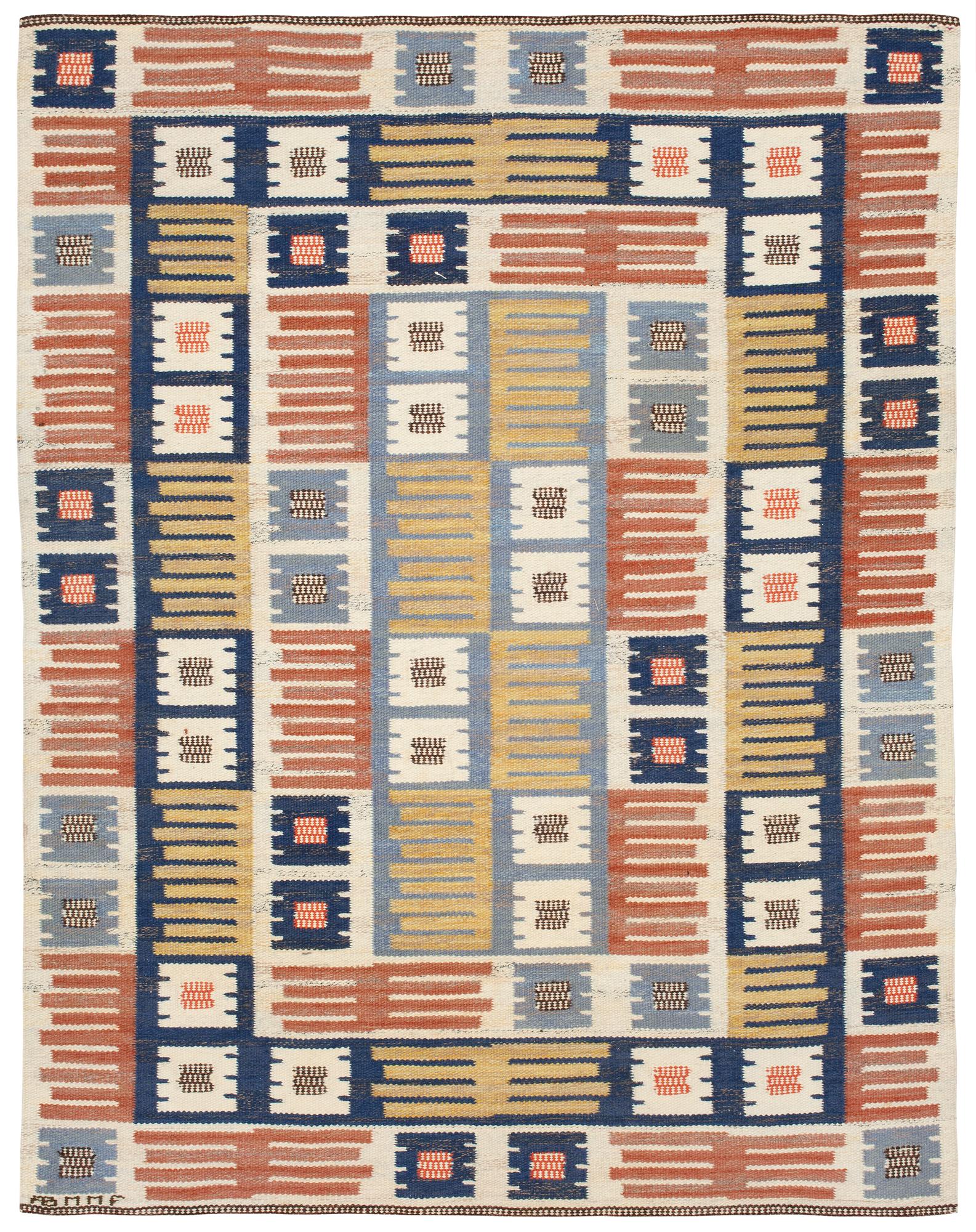 RUG. "Porslinsmattan". Rölakan (flat weave). 206,5 x 159,5 cm. Signed AB MMF (AB Märta Måås-Fjetterström).