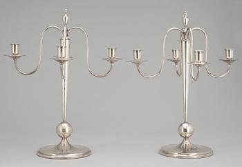 383. A pair of CG Hallberg silverplated candelabra.