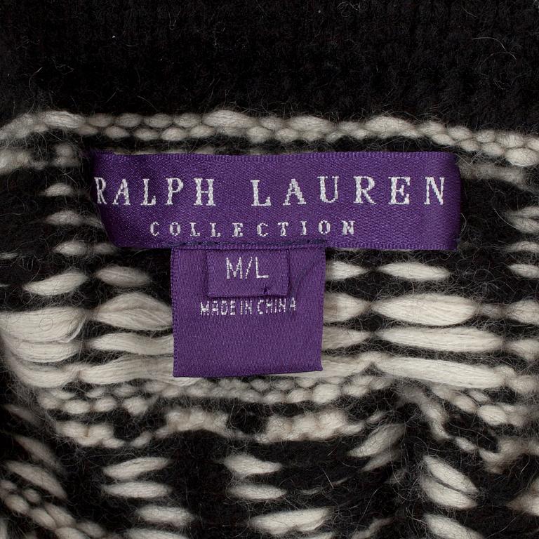 RALPH LAUREN, a black and white chasmere and mohair poncho. Size M/L.