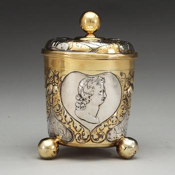 A german 18th century parcel-gilt, makers mark of Simon Wickert, Augsburg (1691-1708).