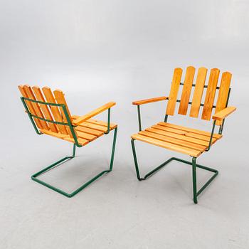 Arthur Lindquist, armchairs 3 pcs, Model A2, Grythyttan Stålmöber, late 20th century.