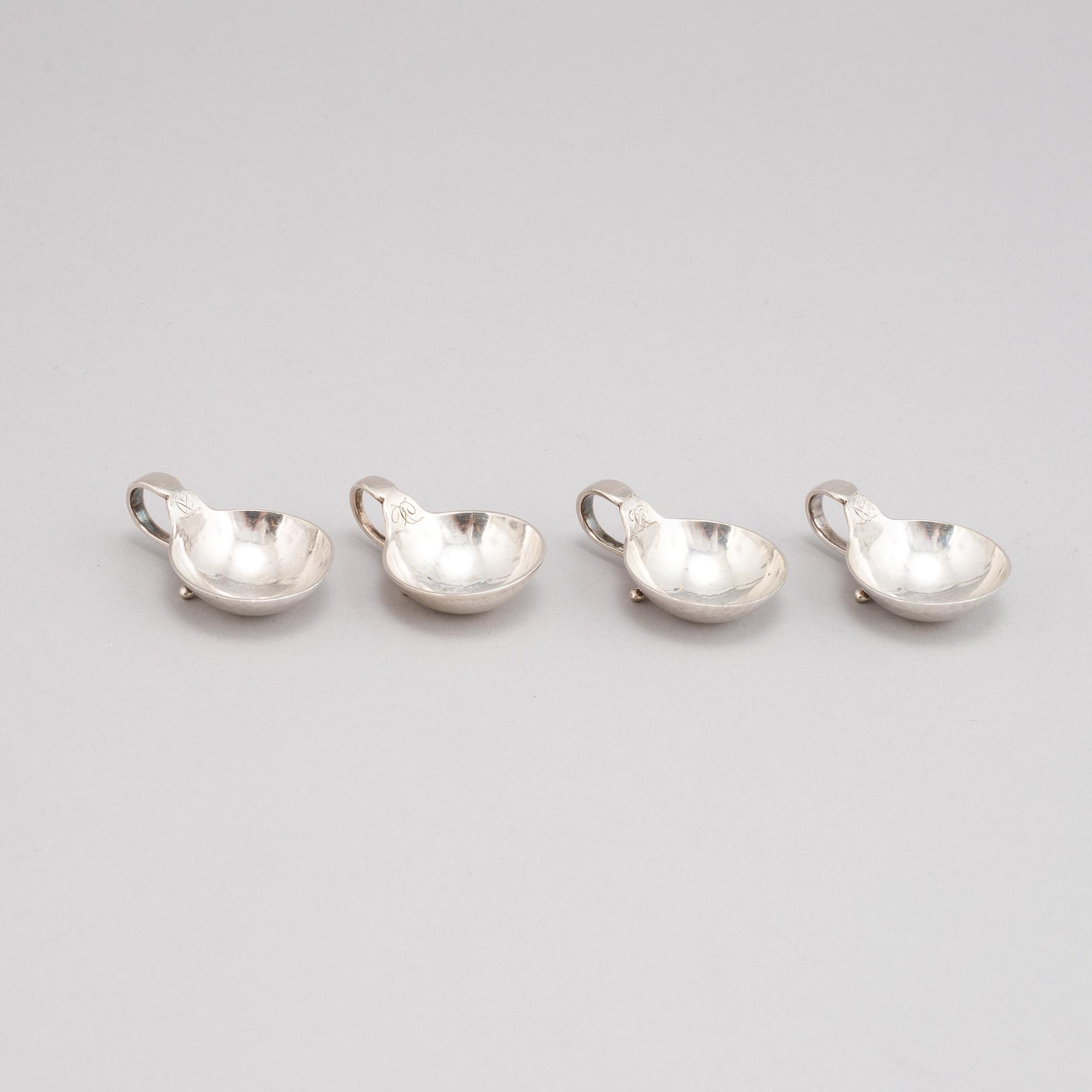 Four silver salt cellars from Georg Jensen.
