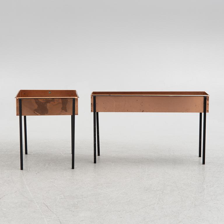 Two copper flower tables, second half of the 20th century.