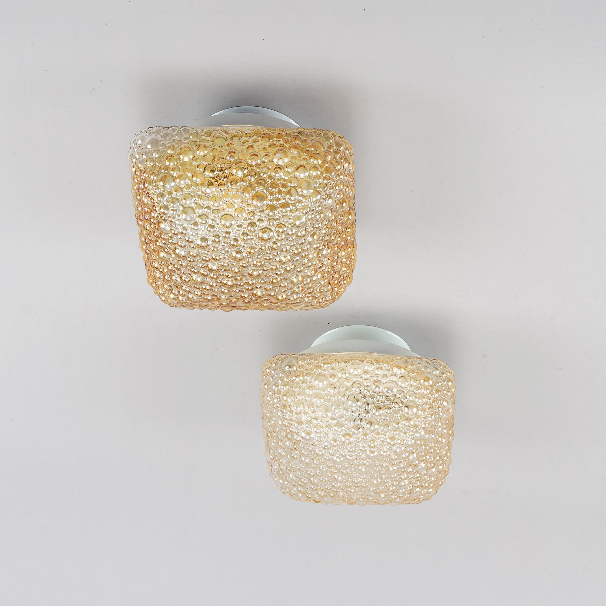 A pair of glass ceiling lights, Glashütte Limburg, Germany, second half of the 20th Century.