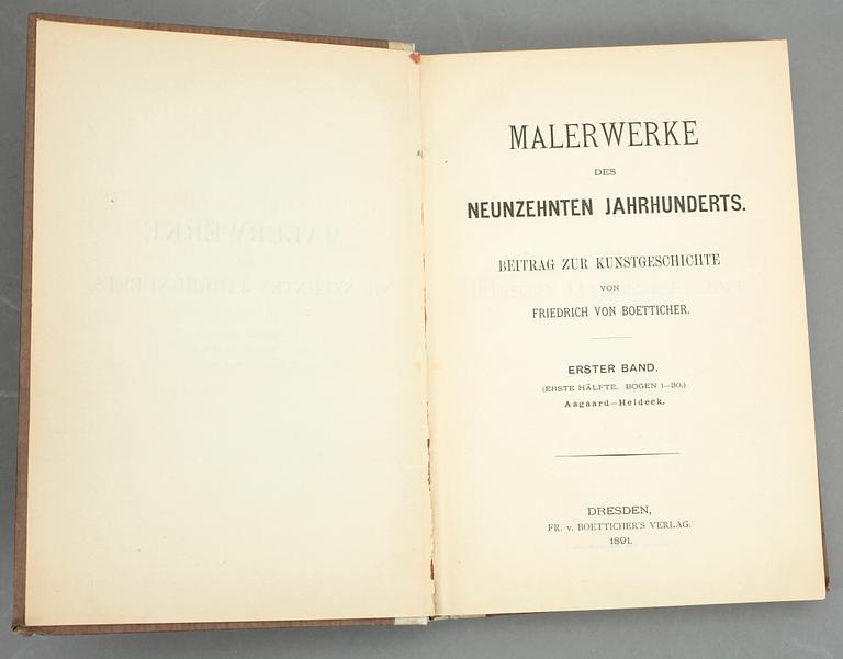 BÖCKER, 8 stycken, "Malerwerke des neunzehnten jahrhunderts", av Friedrich von Boetticher.