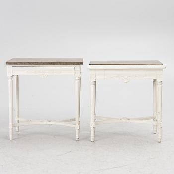 Two side tables, Gustavian style, 20th century.
