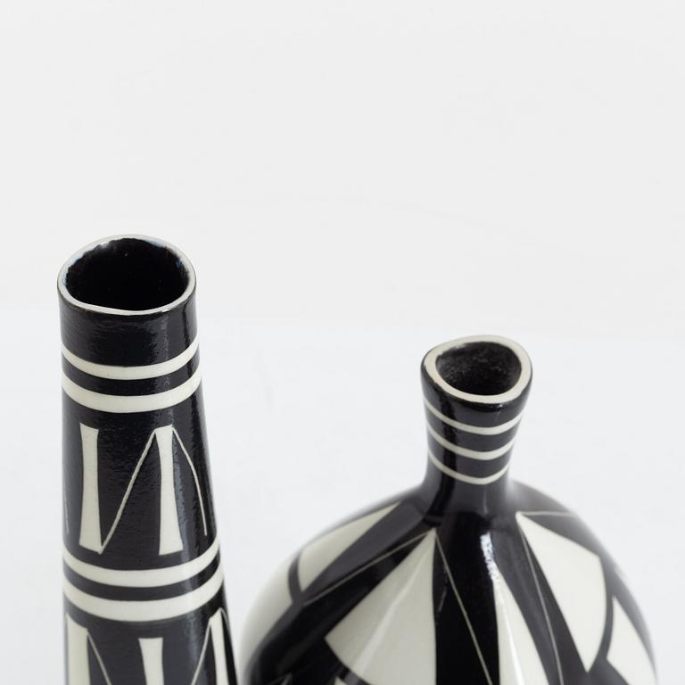 Karin Björquist, vases, 2 pcs, "Diagonal", Gustavsberg studio.