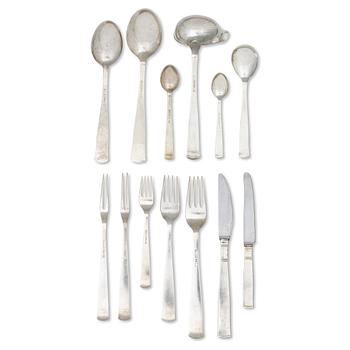 Jacob Ängman, A silver cutlery set, “Rosenholm”, GAB, Eskilstuna and Stockholm, some 1970 (58 pieces).