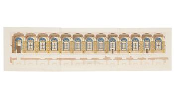 Giovanni Ottaviani, Two doorways and a vertical section from the Raphael Loggias in the Vatican.