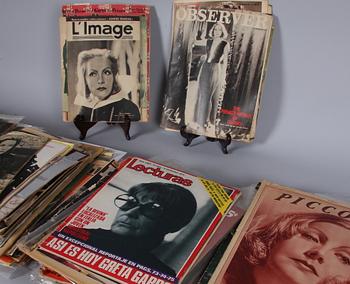 SAMLING TIDSKRIFTER, ca 120 st, om Greta Garbo, 1923-1972.