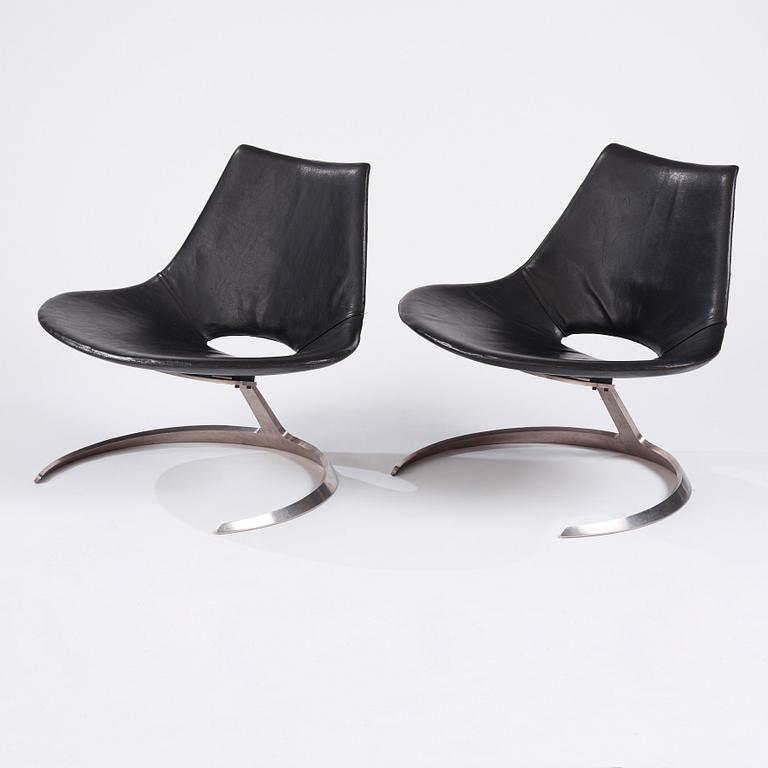 Preben Fabricius & Jørgen Kastholm, a pair of 'Scimitar' easy chairs, Ivan Schlechter, Copenhagen, ca 1962.