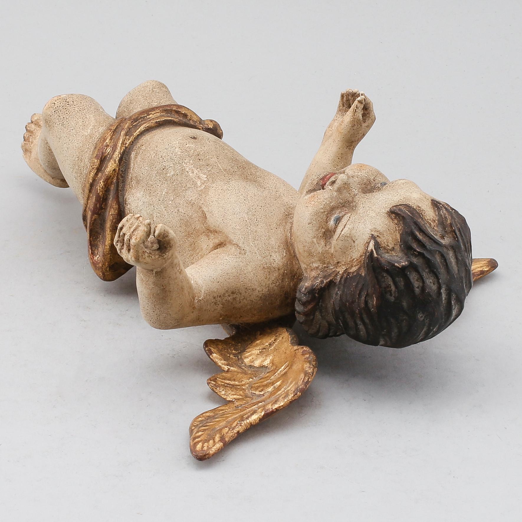 SKULPTUR, bemålat trä, 1800-/1900-tal.