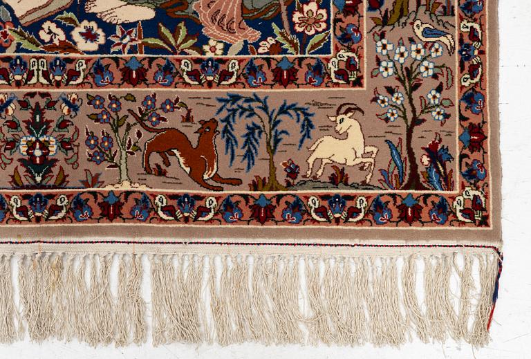 Carpet, Isfahan, figural, approx. 160 x 105 cm.
