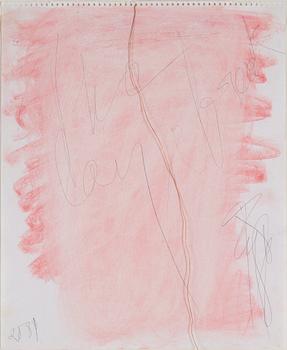 EDDIE FIGGE, pastel and assemblage, signed and dated 2001.