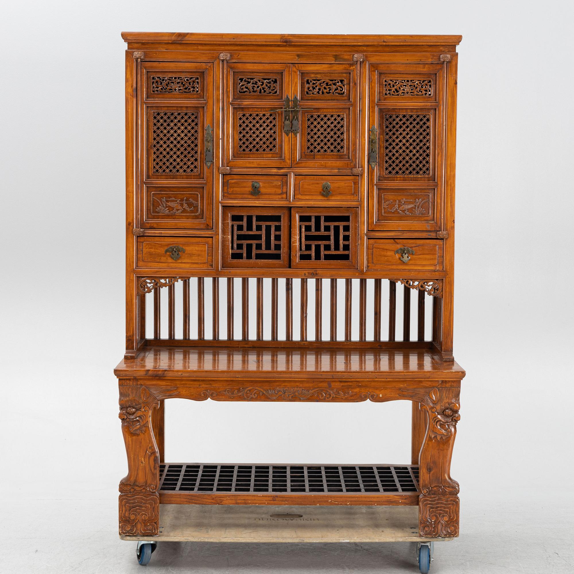 A Chinese hardwood cabinet, around 1900.