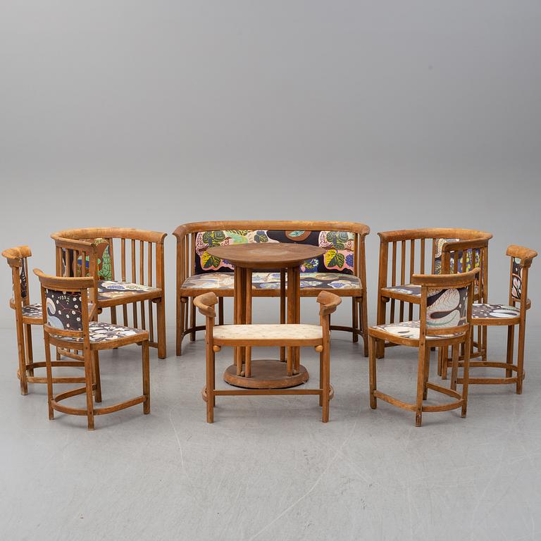 JOSEF HOFFMANN, soffgrupp, 9 delar, Jacob & Josef Kohn, Wien, Österrike tidigt 1900-tal.