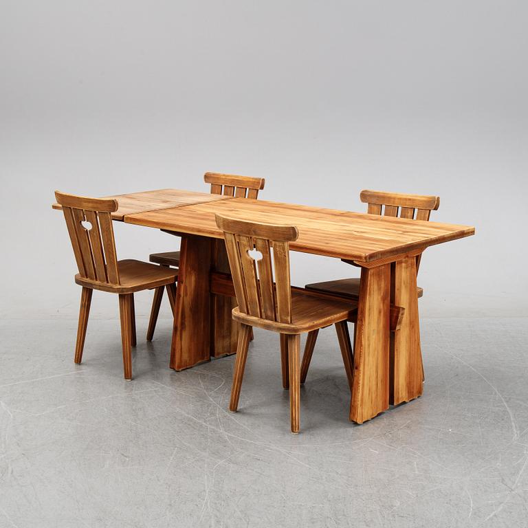 A 5 piece pine dining suite, Sweden, mid 20th century.