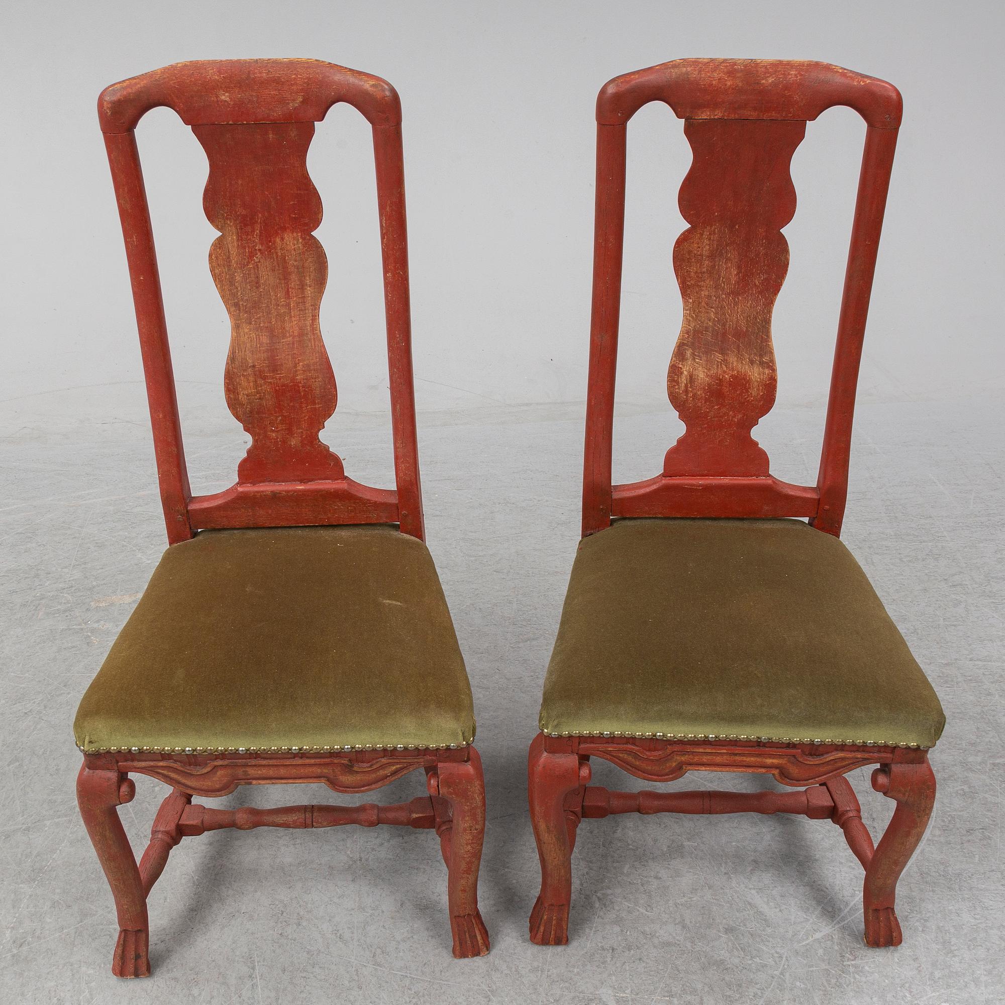 STOLAR, ett par, senbarock, 1700-talets mitt.