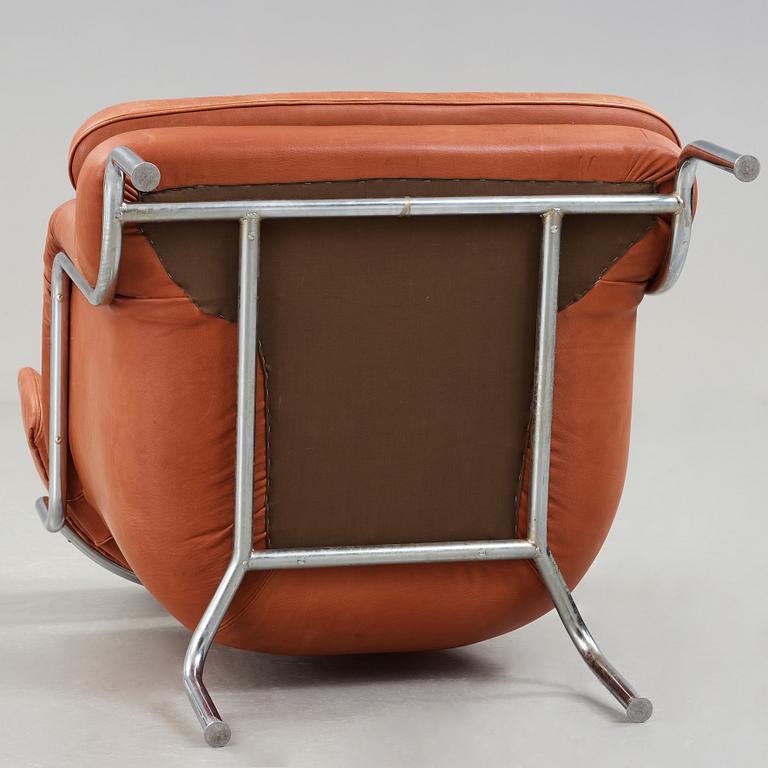 A Tommy Sundberg 'Sheraton' chromed tubular steel and leather easy chair, designed for Sheraton Hotel, Stockholm in 1971.