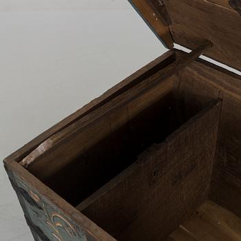 WOODEN CHEST, dated 1818.