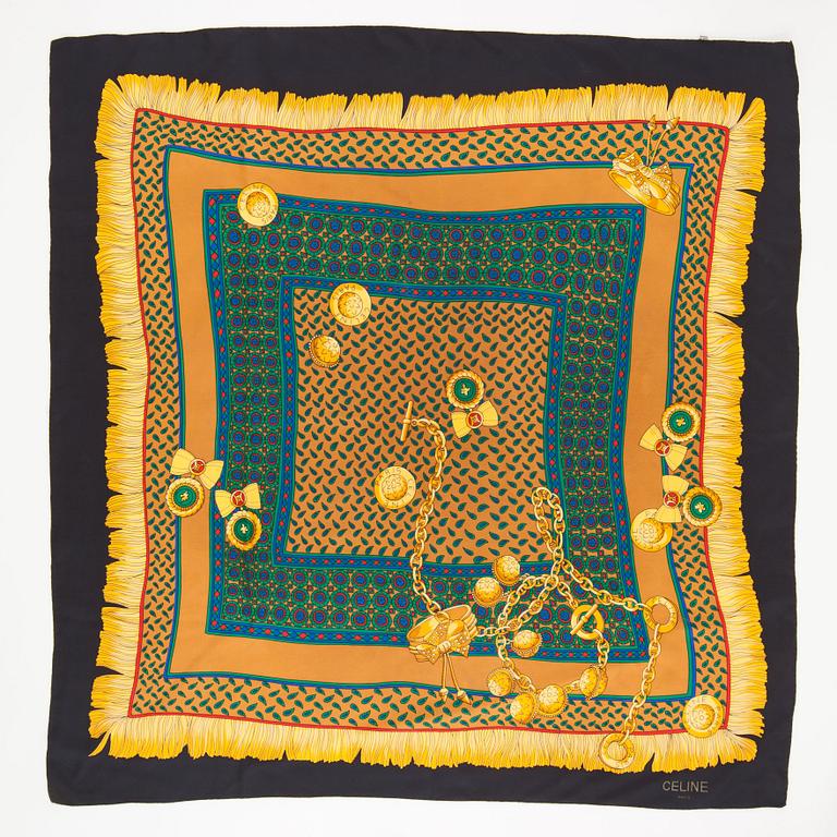 GUCCI and CELINÉ, three silk scarves.