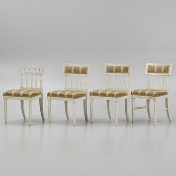 Chairs, 4 similar, Gustavian style, 19th century.