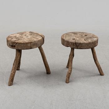 Two wooden stools, 19th/20th Century.