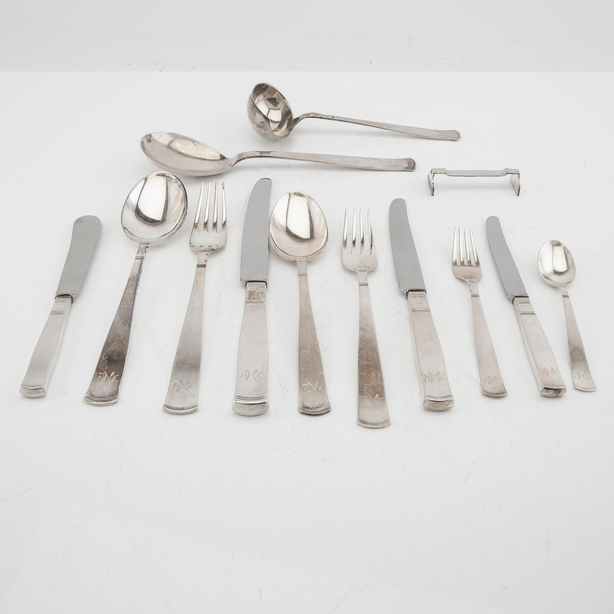 Jacob Ängman, bestick, ca 176 delar, "Rosenholm"  silver GAB Stockholm 1950-tal.