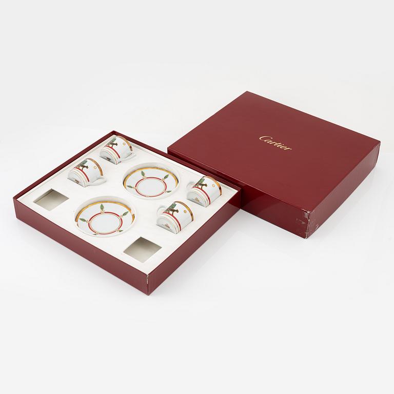 Cartier, four porcelain coffee cups, Limoges, France.