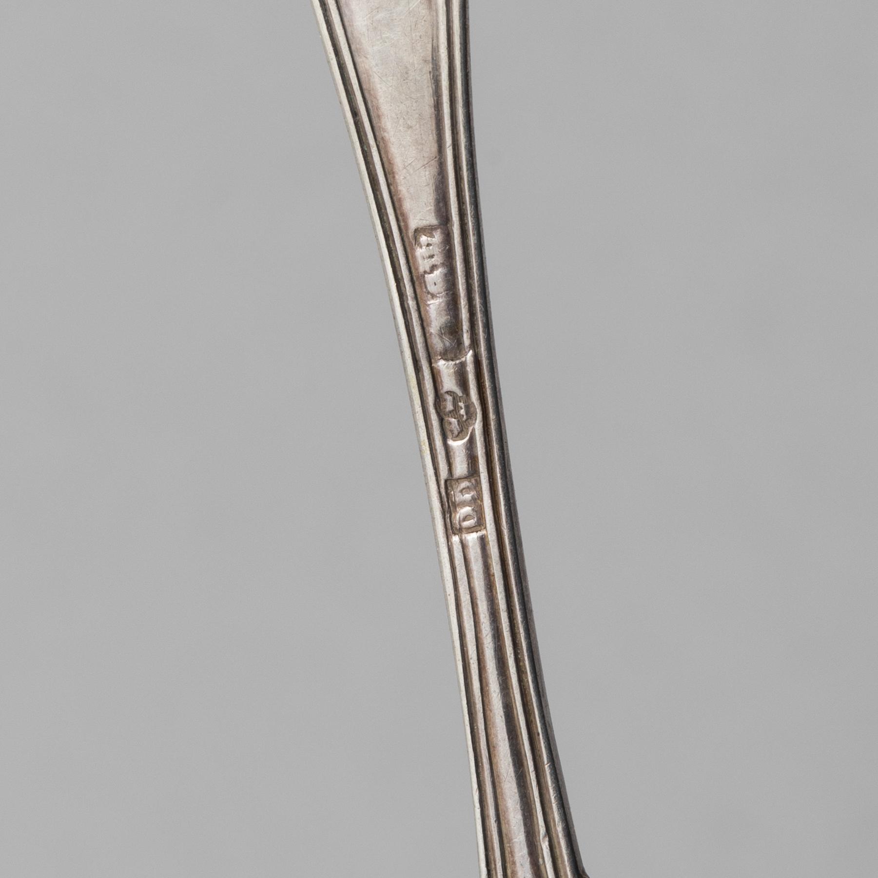 Seven silver spoons, Sweden, 1810-1913.